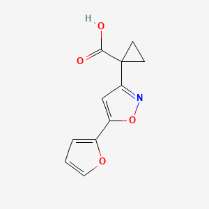 molecular formula C11H9NO4 B11820794 1-(5-(Furan-2-yl)isoxazol-3-yl)cyclopropanecarboxylicacid 