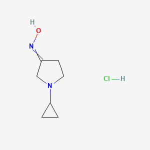 molecular formula C7H13ClN2O B11820913 N-(1-cyclopropylpyrrolidin-3-ylidene)hydroxylamine;hydrochloride 