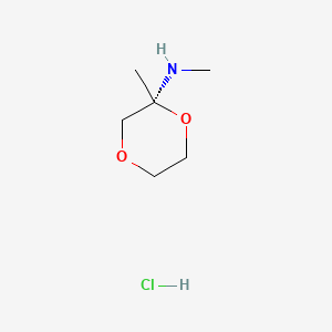 molecular formula C6H14ClNO2 B11821064 (2R)-N,2-dimethyl-1,4-dioxan-2-amine;hydrochloride 