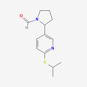 molecular formula C13H18N2OS B11821099 2-(6-(Isopropylthio)pyridin-3-yl)pyrrolidine-1-carbaldehyde 