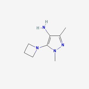 molecular formula C8H14N4 B11821584 5-(azetidin-1-yl)-1,3-dimethyl-1H-pyrazol-4-amine 