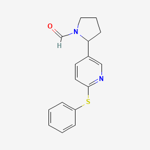 molecular formula C16H16N2OS B11821805 2-(6-(Phenylthio)pyridin-3-yl)pyrrolidine-1-carbaldehyde 