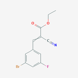 molecular formula C12H9BrFNO2 B11822111 Ethyl 3-(3-bromo-5-fluorophenyl)-2-cyanoprop-2-enoate 