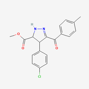 molecular formula C19H17ClN2O3 B1182238 methyl 4-(4-chlorophenyl)-3-(4-methylbenzoyl)-4,5-dihydro-1H-pyrazole-5-carboxylate 