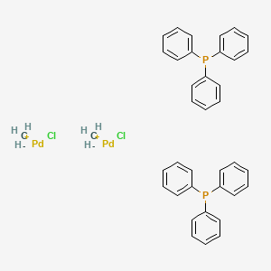molecular formula C38H36Cl2P2Pd2 B1182242 Carbanide;chloropalladium(1+);triphenylphosphane CAS No. 149869-56-7