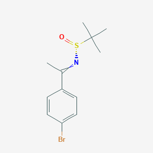 molecular formula C12H16BrNOS B11822500 (R)-N-[1-(4-bromophenyl)ethylidene]-2-methylpropane-2-sulfinamide 