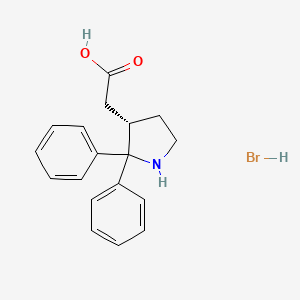 molecular formula C18H20BrNO2 B11822695 2-[(3S)-2,2-diphenylpyrrolidin-3-yl]acetic acid;hydrobromide 