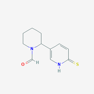 molecular formula C11H14N2OS B11822783 2-(6-Thioxo-1,6-dihydropyridin-3-yl)piperidine-1-carbaldehyde 