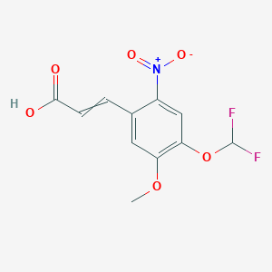 molecular formula C11H9F2NO6 B11823077 3-[4-(difluoromethoxy)-5-methoxy-2-nitrophenyl]prop-2-enoic acid 