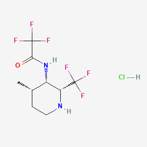 molecular formula C9H13ClF6N2O B11823226 rac-2,2,2-trifluoro-N-[(2R,3S,4S)-4-methyl-2-(trifluoromethyl)piperidin-3-yl]acetamide hydrochloride 