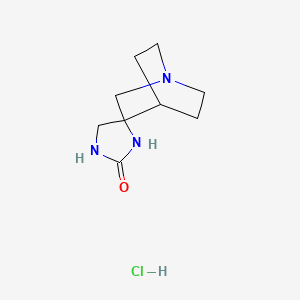 molecular formula C9H16ClN3O B11823292 Spiro[1-azabicyclo[2.2.2]octane-3,4'-imidazolidin]-2'-one hydrochloride 