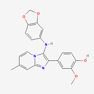 molecular formula C22H19N3O4 B1182331 4-[3-(1,3-Benzodioxol-5-ylamino)-7-methylimidazo[1,2-a]pyridin-2-yl]-2-methoxyphenol 
