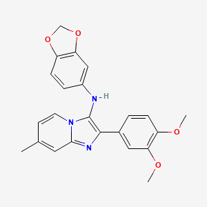 molecular formula C23H21N3O4 B1182332 N-(1,3-benzodioxol-5-yl)-2-(3,4-dimethoxyphenyl)-7-methylimidazo[1,2-a]pyridin-3-amine 