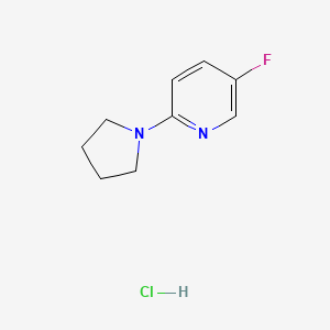 molecular formula C9H12ClFN2 B11823432 5-Fluoro-2-pyrrolidin-1-ylpyridine;hydrochloride 