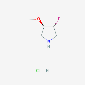 molecular formula C5H11ClFNO B1182359 trans-4-Fluoro-3-methoxypyrrolidine hydrochloride CAS No. 1203566-98-6