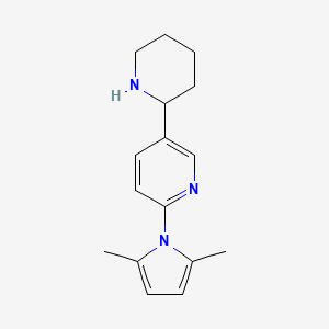 molecular formula C16H21N3 B11823667 2-(2,5-Dimethyl-1H-pyrrol-1-yl)-5-(piperidin-2-yl)pyridine 