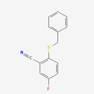 molecular formula C14H10FNS B11823784 2-(Benzylsulfanyl)-5-fluorobenzonitrile 