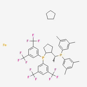 molecular formula C44H46F12FeP2 B11823852 Ferrocene, 1-[bis[3,5-bis(trifluoromethyl)phenyl]phosphino]-2-[(1R)-1-[bis(3,5-dimethylphenyl)phosphino]ethyl]-, (1R)- 