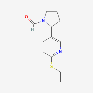 molecular formula C12H16N2OS B11824020 2-(6-(Ethylthio)pyridin-3-yl)pyrrolidine-1-carbaldehyde 