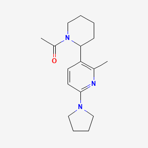 molecular formula C17H25N3O B11824120 1-(2-(2-Methyl-6-(pyrrolidin-1-yl)pyridin-3-yl)piperidin-1-yl)ethanone 