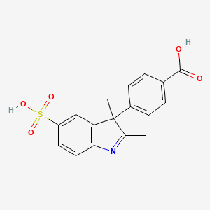 molecular formula C17H15NO5S B11824153 4-(2,3-Dimethyl-5-sulfoindol-3-yl)benzoic acid 