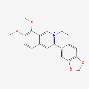 molecular formula C21H20NO4+ B11824246 Benzo(g)-1,3-benzodioxolo(5,6-a)quinolizinium, 5,6-dihydro-9,10-dimethoxy-13-methyl- CAS No. 38691-92-8