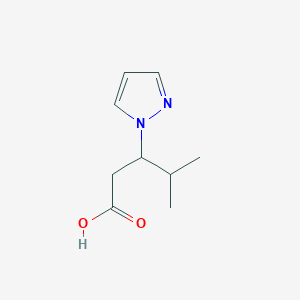 molecular formula C9H14N2O2 B11824399 4-Methyl-3-(1H-pyrazol-1-yl)pentanoic acid 