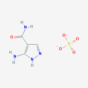 molecular formula C4H6N4O5S-2 B11824435 5-amino-1H-pyrazole-4-carboxamide;sulfate 