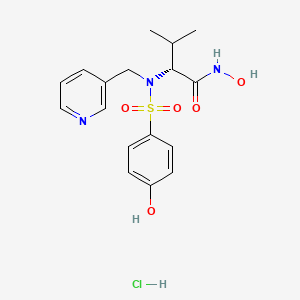 molecular formula C17H22ClN3O5S B11824500 (2R)-N-hydroxy-2-[(4-hydroxyphenyl)sulfonyl-(pyridin-3-ylmethyl)amino]-3-methylbutanamide;hydrochloride 