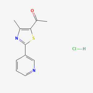 molecular formula C11H11ClN2OS B11824543 1-[4-Methyl-2-(pyridin-3-yl)-1,3-thiazol-5-yl]ethan-1-one hydrochloride 