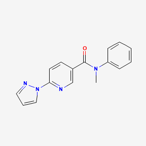 molecular formula C16H14N4O B1182456 N-methyl-N-phenyl-6-(1H-pyrazol-1-yl)nicotinamide 