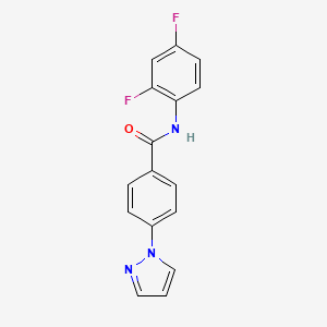 molecular formula C16H11F2N3O B1182458 N-(2,4-difluorophenyl)-4-(1H-pyrazol-1-yl)benzamide 