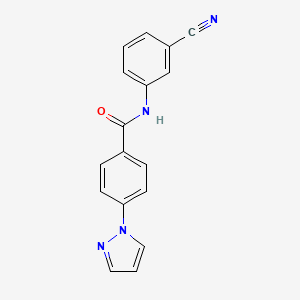 molecular formula C17H12N4O B1182463 N-(3-cyanophenyl)-4-(1H-pyrazol-1-yl)benzamide 