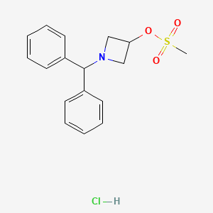 molecular formula C17H20ClNO3S B11824753 1-Benzhydrylazetidin-3-yl methanesulfonate hydrochloride 