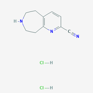 molecular formula C10H13Cl2N3 B11824761 5H,6H,7H,8H,9H-pyrido[2,3-d]azepine-2-carbonitrile dihydrochloride 