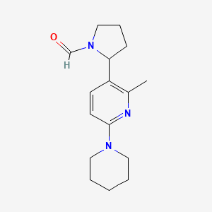 molecular formula C16H23N3O B11824773 2-(2-Methyl-6-(piperidin-1-yl)pyridin-3-yl)pyrrolidine-1-carbaldehyde 