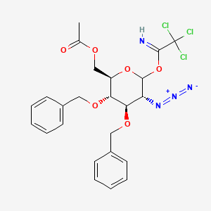 ((2R,3S,4R,5R)-5-azido-3,4-bis(benzyloxy)-6-(2,2,2-trichloro-1-iminoethoxy)tetrahydro-2H-pyran-2-yl)methyl acetate