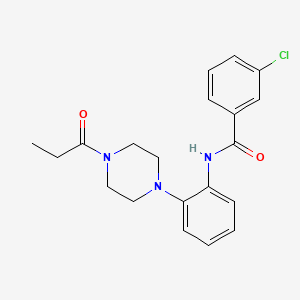 molecular formula C20H22ClN3O2 B1182512 3-chloro-N-[2-(4-propanoylpiperazin-1-yl)phenyl]benzamide 