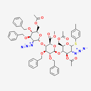 methyl (2S,3S,4S,5R,6R)-6-(((2R,4R,5R)-4-acetoxy-2-(acetoxymethyl)-5-azido-6-(p-tolylthio)tetrahydro-2H-pyran-3-yl)oxy)-3-(((2R,3R,4R,5S,6R)-6-(acetoxymethyl)-3-azido-4,5-bis(benzyloxy)tetrahydro-2H-pyran-2-yl)oxy)-4,5-bis(benzyloxy)tetrahydro-2H-pyran-2-