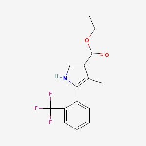 molecular formula C15H14F3NO2 B11825307 1H-Pyrrole-3-carboxylic acid,4-methyl-5-[2-(trifluoromethyl)phenyl]-,ethyl ester 