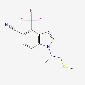 molecular formula C14H13F3N2S B11825342 1-(1-(methylthio)propan-2-yl)-4-(trifluoromethyl)-1H-indole-5-carbonitrile 