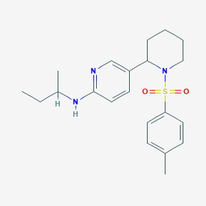 molecular formula C21H29N3O2S B11825471 N-(sec-Butyl)-5-(1-tosylpiperidin-2-yl)pyridin-2-amine 