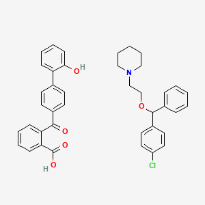 1-[2-[(4-Chlorophenyl)-phenylmethoxy]ethyl]piperidine;2-[4-(2-hydroxyphenyl)benzoyl]benzoic acid