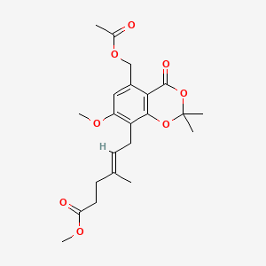 molecular formula C22H28O8 B11825666 methyl (E)-6-(5-(acetoxymethyl)-7-methoxy-2,2-dimethyl-4-oxo-4H-benzo[d][1,3]dioxin-8-yl)-4-methylhex-4-enoate 