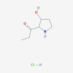 molecular formula C7H14ClNO2 B11825800 1-(3-Hydroxypyrrolidin-2-yl)propan-1-one hydrochloride 