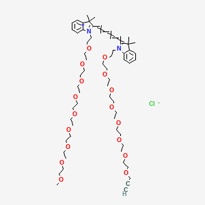 molecular formula C63H99ClN2O17 B11825947 2-[5-[3,3-Dimethyl-1-[2-[2-[2-[2-[2-[2-[2-(2-prop-2-ynoxyethoxy)ethoxy]ethoxy]ethoxy]ethoxy]ethoxy]ethoxy]ethyl]indol-2-ylidene]penta-1,3-dienyl]-1-[2-[2-[2-[2-[2-[2-[2-[2-(2-methoxyethoxy)ethoxy]ethoxy]ethoxy]ethoxy]ethoxy]ethoxy]ethoxy]ethyl]-3,3-dimethylindol-1-ium;chloride 