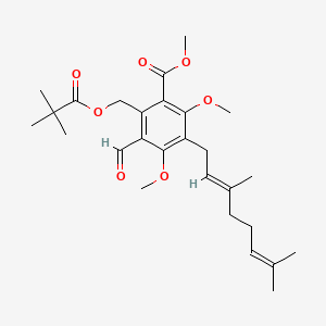 methyl (E)-3-(3,7-dimethylocta-2,6-dien-1-yl)-5-formyl-2,4-dimethoxy-6-((pivaloyloxy)methyl)benzoate