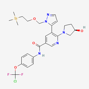 molecular formula C26H32ClF2N5O4Si B11826084 (R)-N-(4-(chlorodifluoromethoxy)phenyl)-6-(3-hydroxypyrrolidin-1-yl)-5-(1-((2-(trimethylsilyl)ethoxy)methyl)-1H-pyrazol-5-yl)nicotinamide 