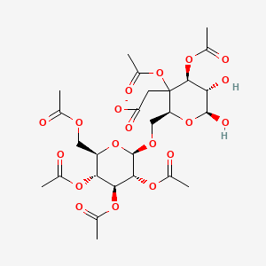 molecular formula C26H35O19- B11826106 2-[(2S,4S,5S,6S)-3,4-diacetyloxy-5,6-dihydroxy-2-[[(2R,3R,4S,5R,6R)-3,4,5-triacetyloxy-6-(acetyloxymethyl)oxan-2-yl]oxymethyl]oxan-3-yl]acetate 