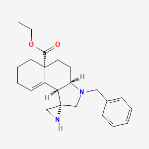 molecular formula C23H30N2O2 B11826147 ethyl (2S,3'aS,5'aR,9'bR)-3'-benzyl-2',3',3'a,4',5',5'a,6',7',8',9'b-decahydrospiro[aziridine-2,1'-cyclohexa[e]indole]-5'a-carboxylate 